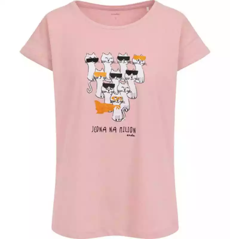 Damski t-shirt z krótkim rękawem, z kotami bohaterami, różowy Endo ceny i opinie