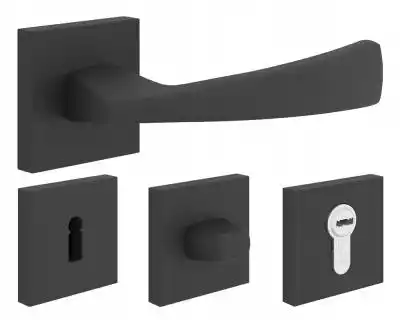 Klamka Bromo czarna komplet, rozeta Kluc drzwi i panele