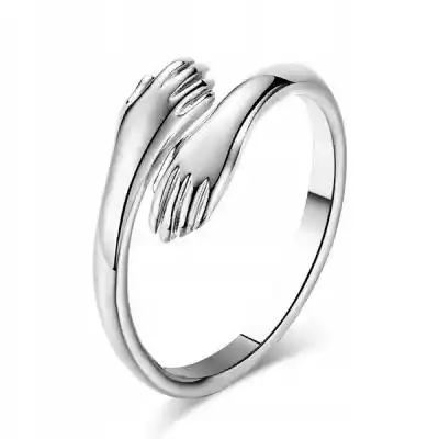 Regulowany srebrny pierścionek ręce dłon obraczki slubne z bialego zlota