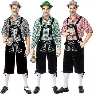 Niemiecka tradycyjna męska odzież Oktobe Podobne : Niemiecka tradycyjna męska odzież Oktoberfest Koszula w kratę Haftowane szelki Garnitur z kapturem 1 czarny L - 2712367