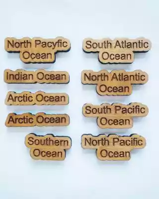 Podpisy oceanów do drewnianej Mapy Świat Dodatki do drewnianych map