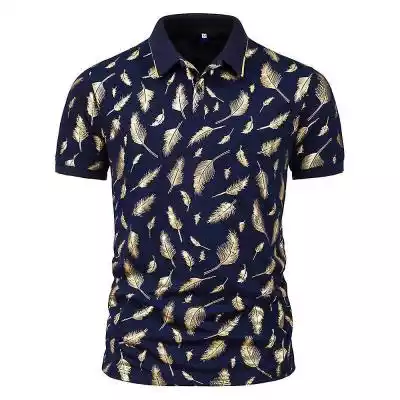 Męska codzienna koszulka polo z krótkim rękawem Casual Feather Printed Basic Top Slim Fit T-Shirt#!!#100% nowy i wysokiej jakości#!!#Materiał: ...