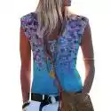 Mssugar Kobiety Floral Sleeveless Tank Top Summer Beach Casual T-shirt Luźna kamizelka Bluzka D 3XL