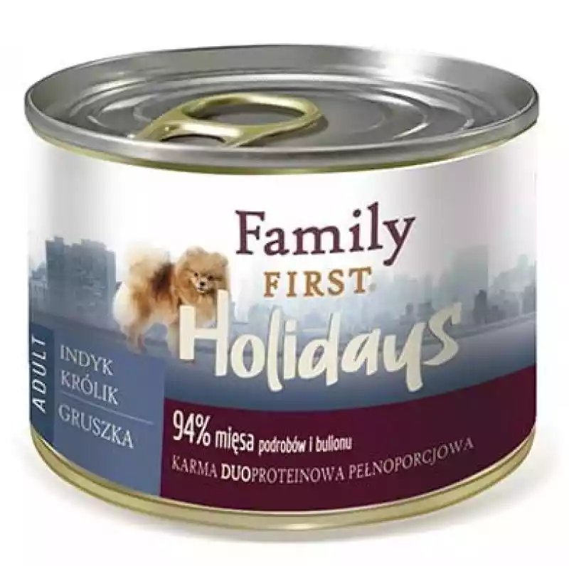 FAMILY FIRST Małe Rasy Indyk, królik, gruszka - mokra karma dla psa - 200 g Family First ceny i opinie