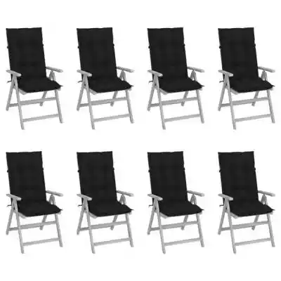 ﻿ Rozkładane krzesła ogrodowe z poduszkami,  8 szt.,  lita akacja Ten modny zestaw krzeseł ogrodowych podniesie komfort Twojej przestrzeni na świeżym powietrzu! Fotele te wykonano z litego drewna akacjowego - twardego drewna o gęstych słojach i szarym wykończeniu. Są one stabilne,  trwałe 