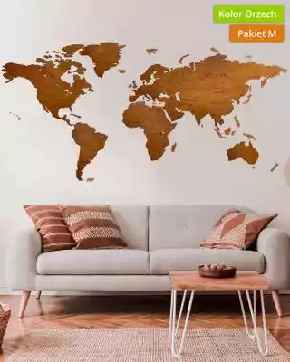 Drewniana Mapa Świata Classic z podpisam