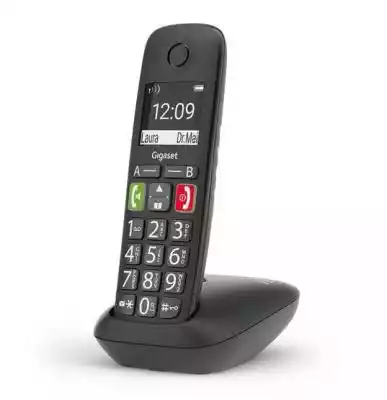 Telefon DECT E290 Czarny Duży,  podświetlany wyświetlacz monochromatyczny (34 x 37 mm) o wysokim kontraście Dwa przyciski szybkiego wybierania dla najważniejszych numerów telefonicznych Tryb dodatkowego wzmocnienia głośności Dwa profile dźwiękowe (niski/wysoki) dla optymalnej słyszalności 