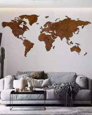 Drewniana mapa świata Podświetlana LED -