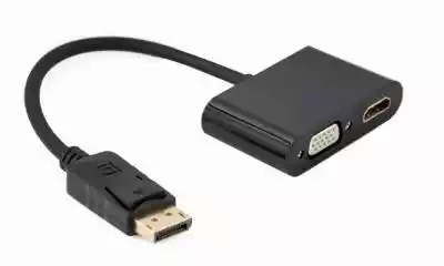Adapter DisplayPort do HDMI + VGA Przejściówka DisplayPort na HDMI + VGA Idealny do podłączenia wyświetlacza HDMI lub VGA do źródła wideo DisplayPort (porty wyjściowe nie mogą być używane jednocześnie)  