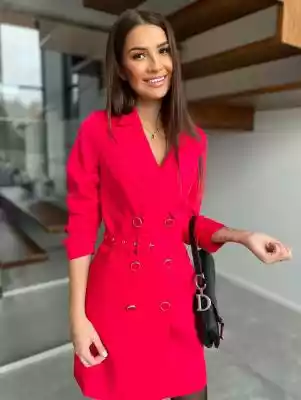 Sukienka czerwona marynarkowa elegancka 