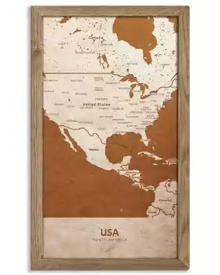 Drewniany obraz państwa- USA w dębowej r
