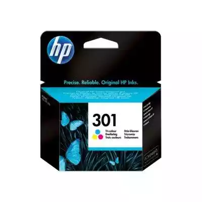 Trójkolorowy kartridż atramentowy HP nr.301,  HP CH562EE oryginalny wkład drukujący HP 301 z atramentem barwnikowym do drukarki HP 1000,  HP 1050,  HP 2000,  HP 2050,  HP 3000. HP 3050.