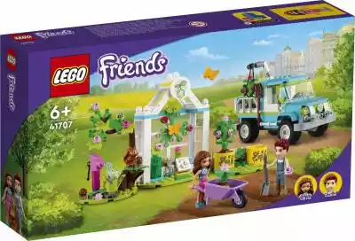 LEGO Friends 41707 Furgonetka do sadzenia drzew Olivia i Daniel mają misję: chcą obsadzić Miasto Heartlake drzewami! Pomóż Olivii uprawiać sadzonki w szklarni i przycinać drzewa sekatorem. Zbierz liście i włóż je do kompostownika,  a do konewki nalej wody. Wyrośnięte drzewka możesz dostarc