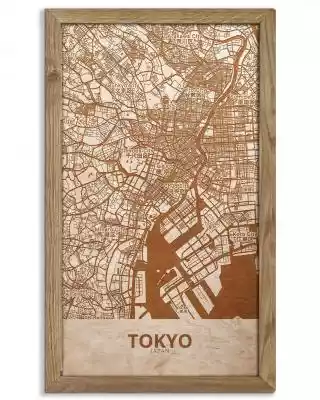 Drewniany obraz miasta - Tokio w dębowej
