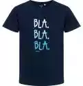 T-shirt z krótkim rękawem dla chłopca, z napisem bla bla bla, granatowy, 9-13 lat