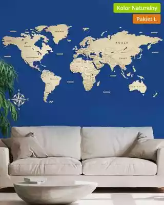 Drewniana Mapa Świata Classic z podpisam