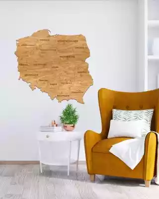 Drewniana Mapa Polski na ścianę 60x60cm  Drewniane mapy Polski