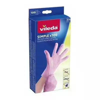 Rękawiczki jednorazowe Vileda Simple to rękawiczki wykonane z termoplastycznego elastomeru (TPE). Nie zawierają winylu,  lateksu,  PCV.