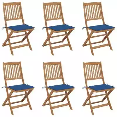 ﻿ Składane krzesła ogrodowe 6 szt.,  z poduszkami,  drewno akacjowe Wykonane z litego drewna akacjowego,  składane krzesła ogrodowe z poduszkami oferują doskonałe miejsce,  by się zrelaksować i rozkoszować promieniami słońca w ogrodzie lub na tarasie. Krzesła ogrodowe wykonano z litego dre