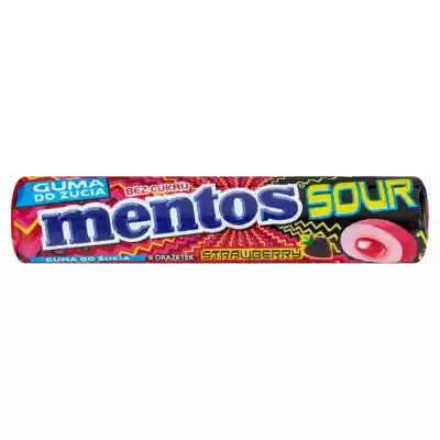         Mentos                Kwaśna guma do żucia o smaku truskawkowym bez cukru (zawiera substancje słodzące).    