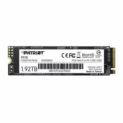 Patriot Dysk SSD P310 1.92TB m.2 2280 21 Podobne : Patriot Dysk SSD P310 1.92TB m.2 2280 2100/1800 PCIe NVMe Gen3 x 4 - 313423