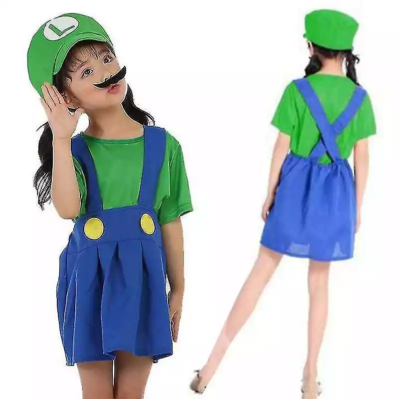 Suning Super Mario Bros Unisex Adult & Kostium dla dzieci Cosplay Fancy Dress Outfit Dziewczyna Luigi S Suning ceny i opinie