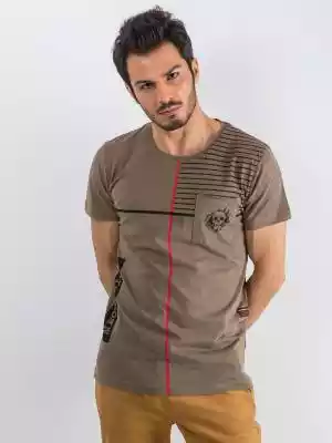 T-shirt T-shirt męski khaki Podobne : Męski t-shirt z napisem zakręcony, granatowy - 29966