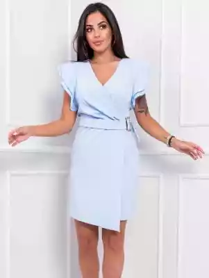 Sukienka błękitna elegancka z przekładan