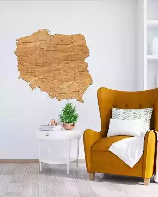 Drewniana Mapa Polski na ścianę 100x100c