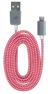 Kabel micro USB - USB z nylonowym oplotem w kolorze czerwonym o długości 1 metr.