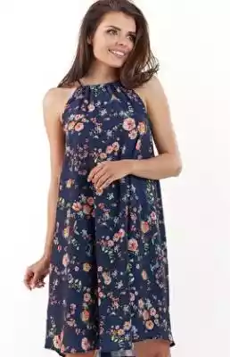 Sukienka L068 (granat-kwiaty) Podobne : Zwiewna bluzka w kwiaty - 75005