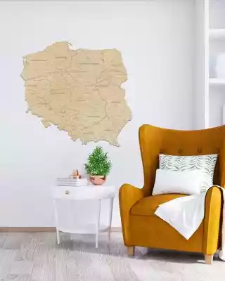 Drewniana Mapa Polski na ścianę 60x60cm  Podobne : Drewniana Mapa Polski na ścianę 50x50cm Heban - 16459