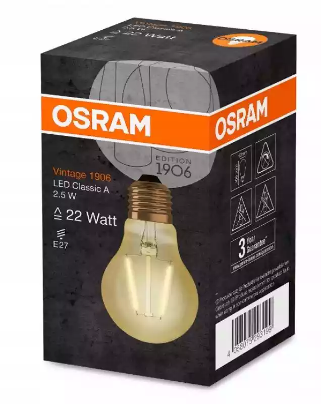 OSRAM - Żarówka LED Vintage Classic 1906 A FIL GOLD 22 non-dim 3W/824 E27  ceny i opinie