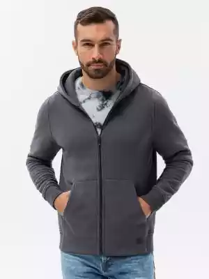Bluza męska rozpinana hoodie z nadrukami - grafitowa V1 B1423
 -                                    XL