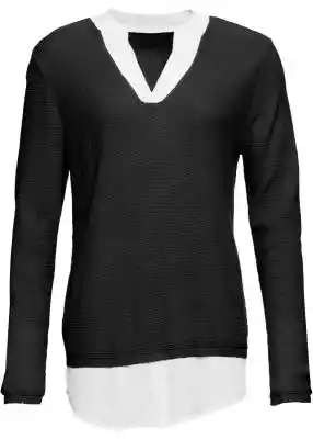Sweter z koszulową wstawką Podobne : Bluzka koszulowa z kokardą w romby b145 (czarny-wzór) - 127142