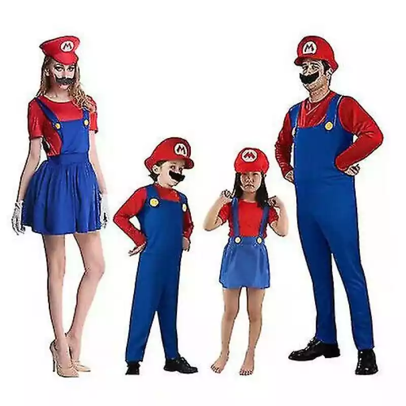 Halloween Kids Adult Unisex Super Mario Luigi Fancy Dress Costume Dorosły samiec czerwony S  ceny i opinie