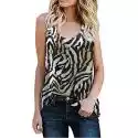 Mssugar Kobiety Drukowane Letnie Bezrękawniki Casual T-shirt Luźna kamizelka koszulki Plus Size Zebra w paski L