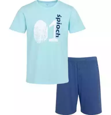 Męska piżama z krótkim rękawem, z napise Podobne : Piżama z krótkim rękawem dla chłopca, z piłkarzem, zielona, 3-8 lat - 29525