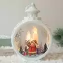 Mssugar Santa Round Portable Christmas Wisząca Latarnia Retro Dekoracja okna biały L