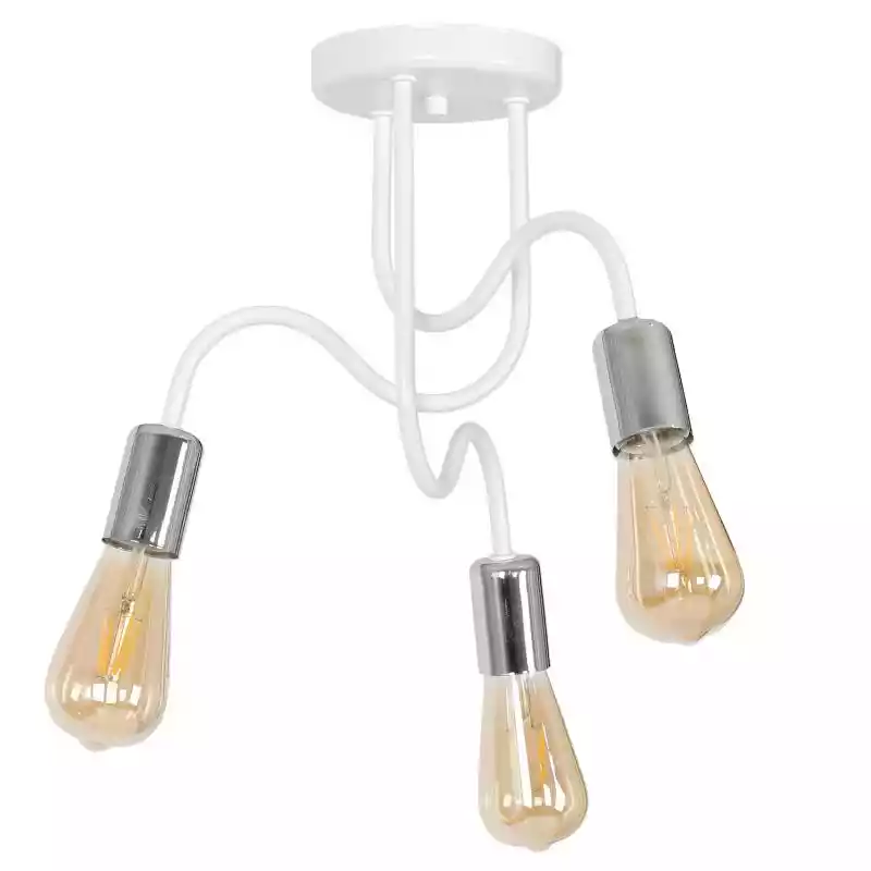 Luminex Dow 8074 plafon lampa sufitowa 3x60W E27 biały / chrom LUMINEX ceny i opinie