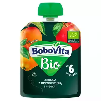 BoboVita - Bio Mus Jabłko z brzoskwinią  Podobne : BoboVita Mus jagody i jabłko z bananem po 6. miesiącu 80 g - 845918