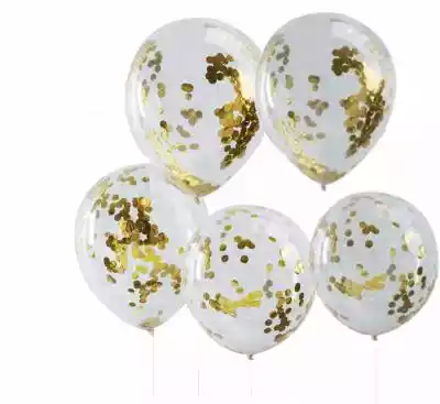 Balony ze złotym Konfetti Clear foliowe kółkeczka