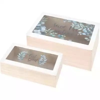 Zestaw pudełek dekoracyjnych ze szklaną  Dodatki i dekoracje/Dekoracyjne pudełka do przechowywania