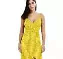 Mssugar Striped Backless Cover Up Dress Women Beachwear Stroje kąpielowe Sukienka Żółte paski L