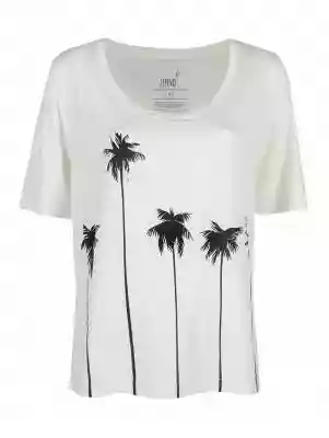 T-Shirt Damski Wiskozowy Biały Palmy- ZI Podobne : T-Shirt Damski Wiskozowy Biały- ZIMNO - 3763