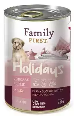 FAMILY FIRST Holidays Junior Kurczak, kr Podobne : FAMILY FIRST Holidays Adult Jagnięcina, wołowina, ziemniaki - mokra karma dla psa - 800 g - 88845