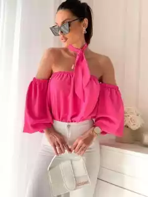 Bluzka hiszpanka różowa na długi rękaw z Podobne : Różowa bluzka z ażurowym wzorem na plecach T-AGGIE - 26737