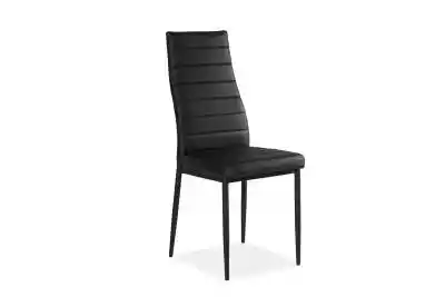 Proste krzesło ekoskóra czarne CANIS Meble tapicerowane > Krzesła
