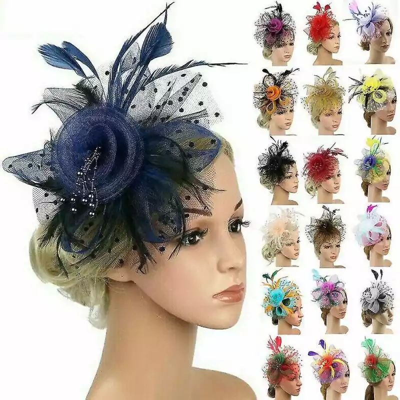 Mssugar Feather Hair Fascinator Alice Headband Clip Ladies Wedding Royal Ascot Races Żółty  ceny i opinie