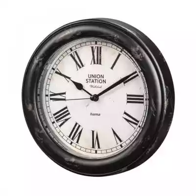 Zegar ścienny Urban Vintage  Zegar kwarcowy z analogowym wyświetlaczem czasu w stylu zegara dworcowego retro Biała tarcza z czarnymi cyframi rzymskimi Wskazówki godzinowe,  minutowe i sekundowe Dekoracyjny zegar ścienny o stylowym wzornictwie vintage 